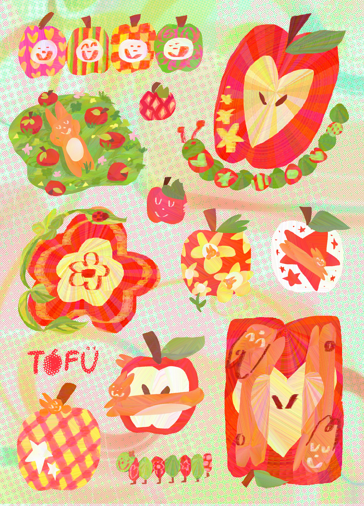 an apple world sticker sheet ❦︎