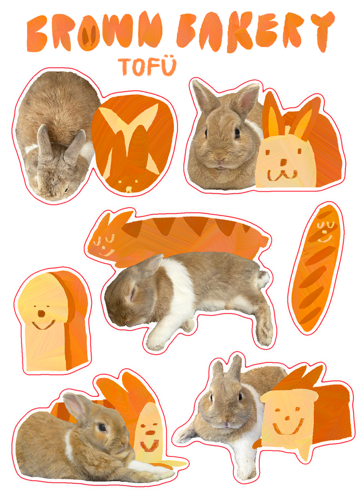brown bakery sticker sheet (๑ᵔ⤙ᵔ๑)
