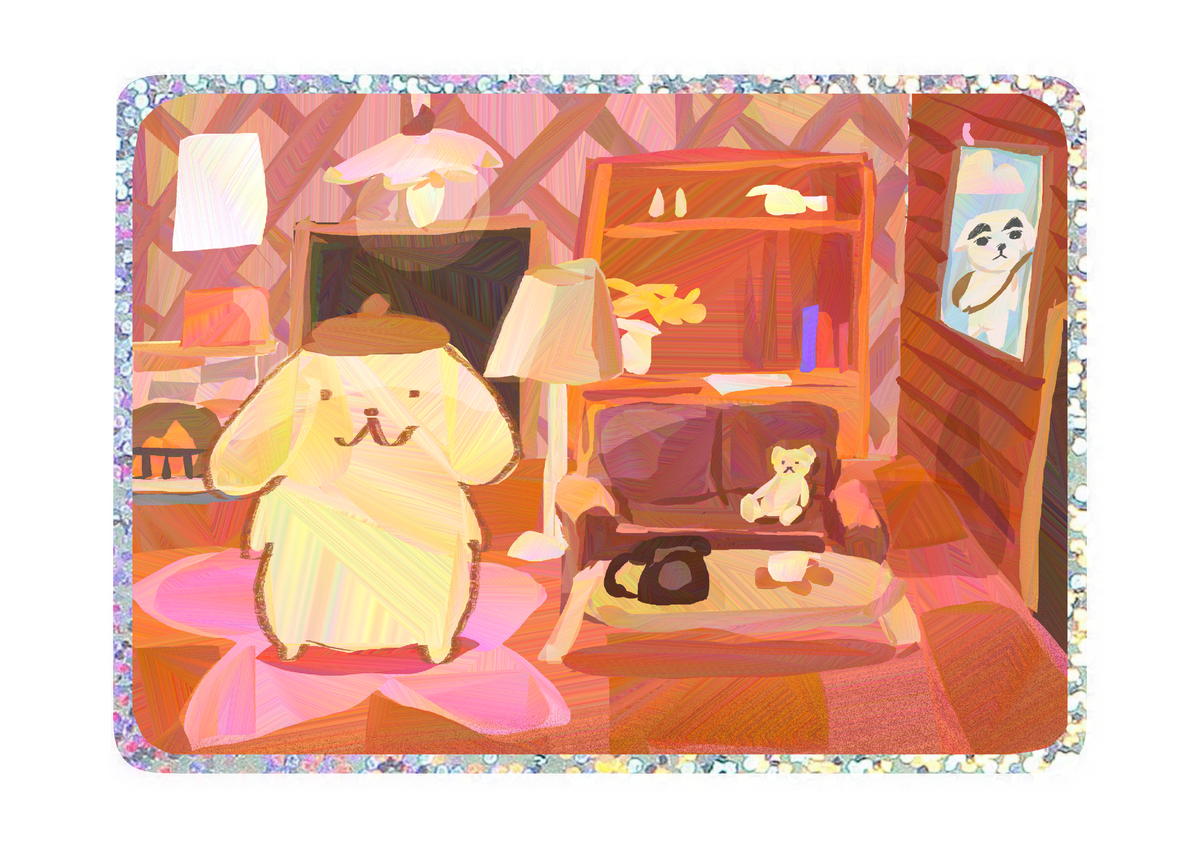 pompompurin's room sticker ૮・ﻌ・ა