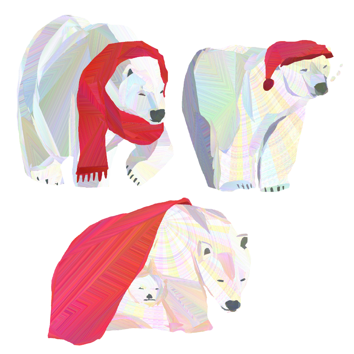 polar bear sticker set ʕ •ᴥ•ʔ