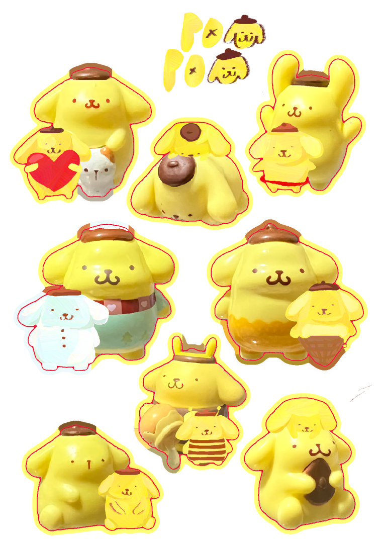 purin trinkets transparent sticker sheet ૮・ﻌ・ა