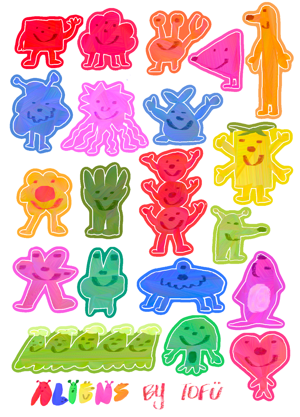 alien invasion sticker sheet ൠ